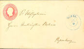 Hannover Ortsstempel SÖGEL 28 / 11 blue double circle on postal stationery cover 1 Gr. To Papenburg with arrival -cancel -