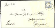 Hannover Nachverwendungen BASSUM 20 / 4 - two ring cancel, on liable to payment of postage official letter envelope with partly rough perforated 2 Gr. L -