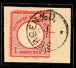 Hannover Nachverwendungen Bergen A. / D. D. - single circle cancel, clear and complete on DR 1 Gr. Small breast shield on piece, sound -