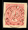 Hannover Nachverwendungen EINBECK - two ring cancel, S.O.T.N on letter piece with North German Postal District 1 Gr. Carmine perforated -