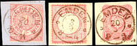 Hannover Nachverwendungen EMDEN - two ring cancel with two to curl, each clear and complete on three letter piece North German Postal District 1 Gr. (pe -