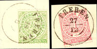 Hannover Nachverwendungen FREREN - two ring cancel, each clear and complete on two letter pieces North German Postal District 1/3 and 1 Gr. -