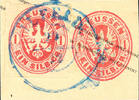 Hannover Nachverwendungen ILFELD - blue two ring cancel, complete strike on GS cut off Prussia 1 Sgr. With to F 1 Sgr. -