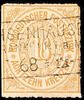 Norddeutscher Postbezirk 18 Kr. Olive brown, sound cancelled superb item, cancelled by framed cancel of 3 lines SACHSENHAUSEN Frankfurt on Main, Michel -