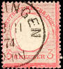 Deutsches Reich 3 Kr. Red carmine with clear double contours of the inner circle, used, superb in every respect (choice copy), photo expertize K -