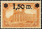Deutsches Reich 1,50 Mark 1, overprint issue, plate flaw I, impeccable mint never hinged, expertized Peschl, Michel 220.- -