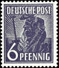 Bizone 6 Pfennig worker with ribbon type overprint, variety double overprint on gum side, one of it vertical, perfectly mint never hinged, -