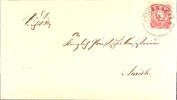 Hannover Nachverwendungen STICKHAUSEN 25 / 12 (1875) - two ring cancel, a little restless on cover DR 10 Pfg to Aurich (arrival cancel) -