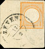 Hannover Nachverwendungen ZEVEN 17 / 2 - two ring cancel, on faultless letter piece 1/2 Gr. Orange large shield -