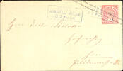 Berlin Stempel BERLIN hitch-hiker railway station: - blue framed cancel of 3 lines, KBHW 94 b (80 points), on postal stationery cover 1 Gr. -