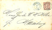 Berlin Stempel BERLIN / 1 - 7 M. / 18.7. (1871) blue double circle. Of the court post office on North German Postal District 1 Gr. On cover -