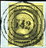 Preußen Nummernstempel 742 - Koenigsberg (government district Koenigsberg), centric clear on outstanding quality 3 Sgr. Black on yellow -