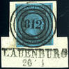 Preußen Nummernstempel 812 - Lauenburg in Pomerania (government district Koeslin), S.O.T.N on outstanding quality 2 Sgr. Black on blue with alongside -