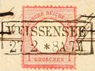 Preußen Nachverwendungen WEISSENSEE - box cancel of 2 lines, S.O.T.N on impeccable DR 1 Gr. Carmine large shield on piece, expertized Hennies BPP -