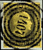 Preußen Nummernstempel 1407 - Solingen (government district Düsseldorf), S.O.T.N on extremely fine copy 3 Sgr. Black on yellow on piece -