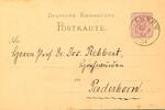 Preußen Nachverwendungen ANNEN 10 2 83 - two ring cancel, OPD Arnsberg, on postal stationery postcard DR 5 Pfg to Paderborn -