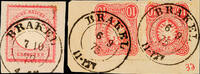 Preußen Nachverwendungen BRAKEL - two ring cancel, OPD Minden, each clear on piece DR 1 Gr. Small breast shield and letter piece DR horizontal pair 10 -