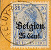 Belgien Stempel FELUY-ARQUENNES ? VIII 18, clear on package cards cut 25 C. -