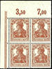 Deutsches Reich 35 Pfg Germania reddish brown, plate printing, mint never hinged block of four from the left upper corner, expertized Weinbuch B -
