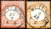 Thurn & Taxis Nachverwendungen WEILBURG - single circle cancel, each S.O.T.N on 1/2 Gr. Vermilion (photo expertize Sommer BPP extremley fine condition) and -