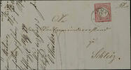 Thurn & Taxis Nachverwendungen AUMA 14 / 7 (1874) - single circle cancel, clear on cover 1 Gr. Great breast shield to Schleiz (arrival cancel), reverse blue -