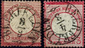 Thurn & Taxis Nachverwendungen BEERFELDEN - single circle cancel, each centered on 1 Gr. Small respectively great breast shield -