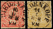 Thurn & Taxis Nachverwendungen BIEDENKOPF V. M. - single circle cancel, centric clear on extremely fine copies North German Postal District 1 and 5 Gr. -
