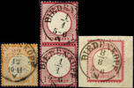 Thurn & Taxis Nachverwendungen BIEDENKOPF - single circle postmark (Haferkamp no. 3), each clear on stamps large shield, as well a vertical pair 1 Gr. -