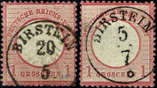 Thurn & Taxis Nachverwendungen BIRSTEIN - single circle cancel, each clear on two stamps 1 Gr. Large shield, slight defects -
