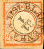 Thurn & Taxis Nachverwendungen BLANKENHAIN 31 / 1 1874 - two ring cancel, centric on piece DR 2 1/2 Gr. Reddish brown, short corner perf -