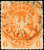 Thurn & Taxis Nachverwendungen BOCKENHEIM 7 8 (1867) - single circle postmark with head on standing time, on Prussia 6 Pfg, small defects -