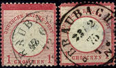 Thurn & Taxis Nachverwendungen BRAUBACH - single circle cancel, with data from 1872 and 1875 on 1 Gr. Small and large shield, first from highest sheet row, t -