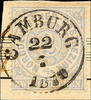 Thurn & Taxis Nachverwendungen CAMBURG 22 7 1870 - single circle cancel, clear on piece North German Postal District 2 Gr., right flat perforated -