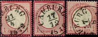 Thurn & Taxis Nachverwendungen CAMBURG - single circle cancel, each clear on three in your kind different 1 Gr. Stamps -