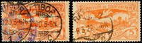 Oberschlesien Stempel RATIBOR 1 c, circle grate segment cancel, second condition, with data from 7.10.20 and 6.5.22 on two commercially used items 5 -