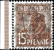 Bizone 15 Pfg worker with net pattern overprint, variety overprint on face and reverse, perfectly mint never hinged, expertized Schle -