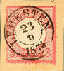Thurn & Taxis Nachverwendungen LEHENSTEN 23 / 6 1274 full and clear on D. R. 3 Kr. Large shield on piece, superb in every respect (choice copy) -