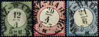 Thurn & Taxis Nachverwendungen MAINZ railway station - single circle cancel, each centered on 1, 3 and 7 Kr. Small breast shield, the 3 Kr. Minimal thin corn -