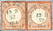 Thurn & Taxis Nachverwendungen MERXHEIM 12 3 72 - single circle cancel, two strikes on piece with 2 x 1/2 Gr. Vermilion (sulfurizated), the left stamp with p -
