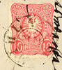 Thurn & Taxis Nachverwendungen MIHLA 12 1887 - two ring cancel, late still used on piece DR 10 Pfg, at the right stamp margin is the stamp from sender in ink -