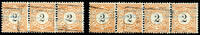 Württemberg 2 Mark a horizontal Threefold and a strip of four with telegraph cancellation, superb units, expertized Winkler BPP (6 x signed on the -
