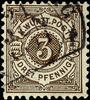 Württemberg 3 Pfg dark brown, having bright colours superb item with plate flaw I, plate flaw visibility free mounted stirrup cancel from Sc -
