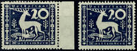 Württemberg 20 Pfg deer, two mint never hinged superb pieces with plate flaw I respectively III, 120.- -