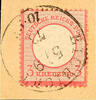 Norddeutscher Postbezirk Stempel EICHICHT 5 / 9 73, on D. R. 3 Kr. Great breast shield, on piece, sound -