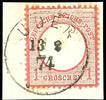 Norddeutscher Postbezirk Stempel UDER 13 2 74 - single circle cancel, complete strike on piece 1 Gr. Large shield -