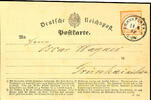 Deutsches Reich 1 / 2 Gr. Orange, small breast shield, plate flaw XI, with single circle postmark FRANKFURT on M. 14 8 72 to Grünhainichen, ph -