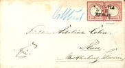 Deutsches Reich GROSCHEN 1 Gr. Carmine, in a horizontal pair with railway mail L3 GOERLITZ / BERLIN together with handwritten station dispatch note Co -