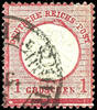 Deutsches Reich 1 Groschen large shield, carmine, plate flaw I blain at the circle under Reichs and white line within (field 150), cancelled by partial -