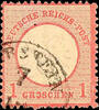 Deutsches Reich 1 Gr. Carmine, smaller stamp L15 with rare plate flaw IX and missing part of the embossing, used BIRSTEIN, small defects, phot -