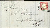 Deutsches Reich heller 1 Gr. Carmine, plate flaw bright spot under T from post, on cover (file fold) from MAGDEBURG 25.5 75 (framed cancel of 3 lin -